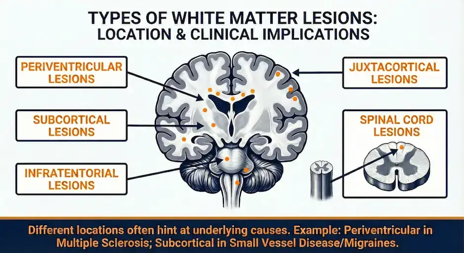 White Matter Lesions Locations Illustration